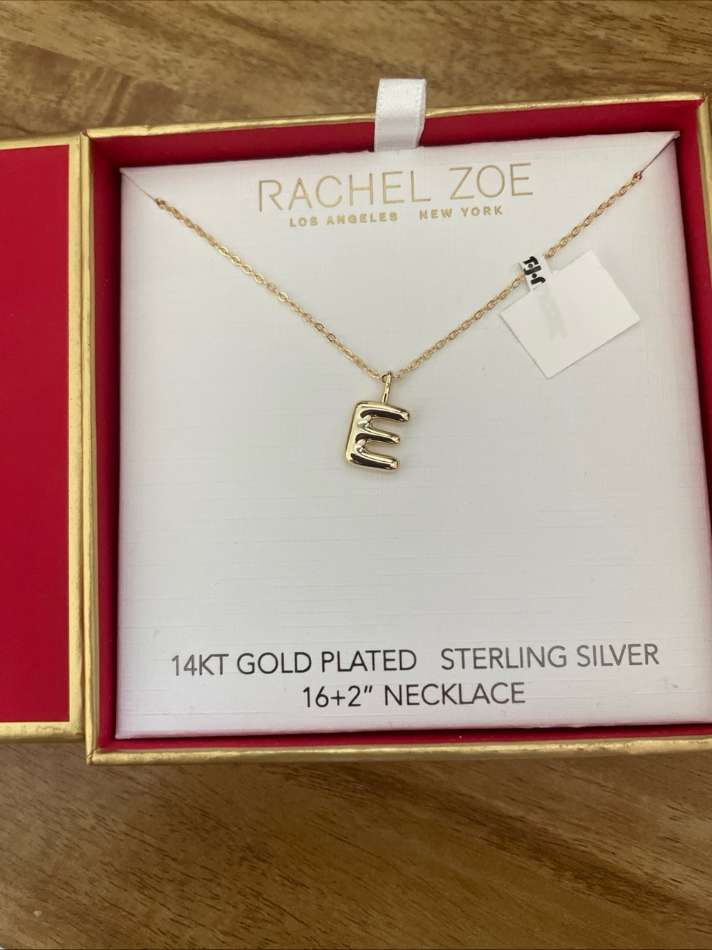 Rachel Zoe Gold 'E' Initial Pendant Necklace
